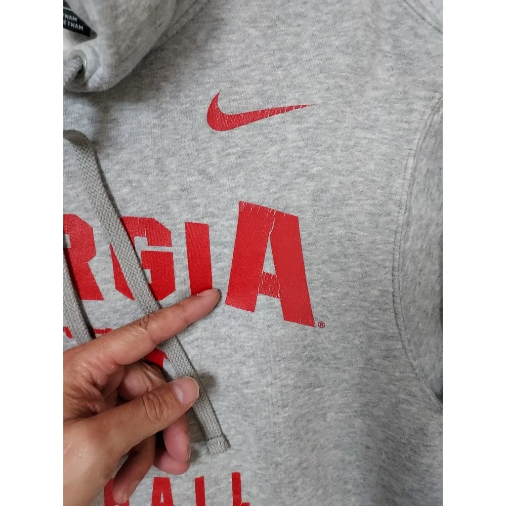 Georgia Bulldogs Hoodie Mens Large Nike Club Fleece Football Sweatshirt NCAA L